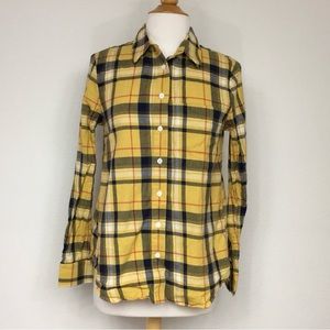 Jacks Surfboards Golden Yellow Plaid Flannel Oversize Button Shirt Size Small